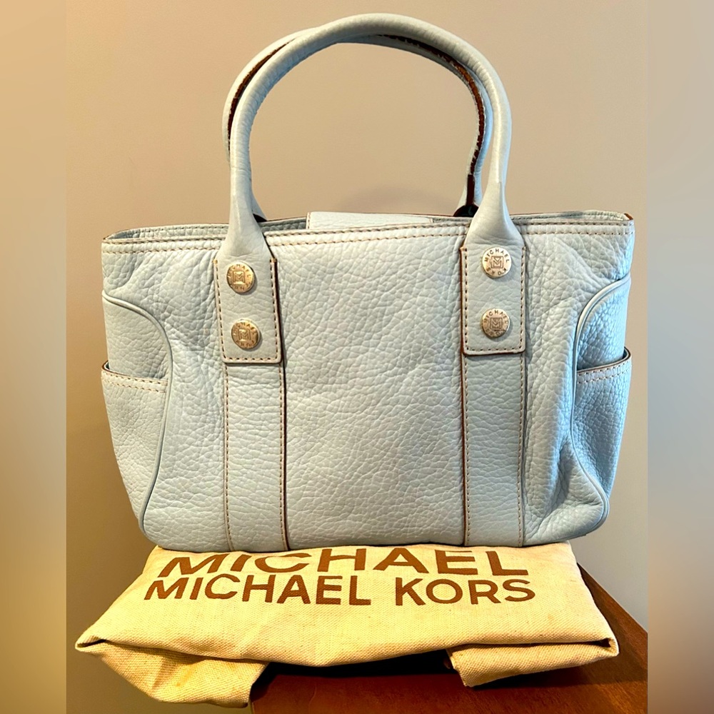 Michael Kors Pebble-grained Light Blue Handbag with Dustbag